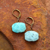 boucles d'oreilles femme en pierres fines d'amazonite