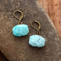 boucles d'oreilles femme en pierre naturelle d'amazonite