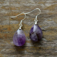boucles d'oreilles femme de lithothérapie en pierre naturelle d'améthyste