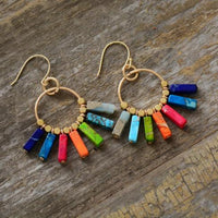 boucles d'oreilles femme de lithothérapie en pierre naturelle de jaspe