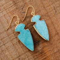 boucles d'oreilles femme en pierre naturelle d'amazonite