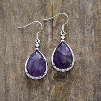 boucles d'oreilles femme en pierre naturelle d'améthyste