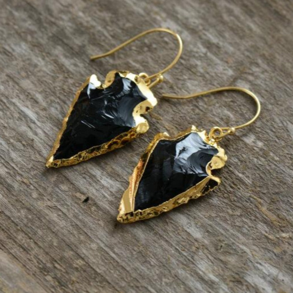 Boucles d'oreilles OBSIDIENNE OEIL CELESTE naturelle