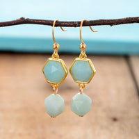boucles d'oreilles femme en pierres fines d'amazonite