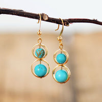 boucles d'oreilles femme en pierres naturelle de turquoise