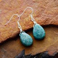 boucles d'oreilles femme en pierres naturelles d'amazonite