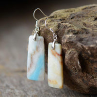 boucles d'oreilles femme en pierres naturelles d'amazonite