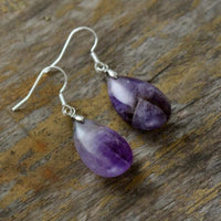 boucles d'oreilles femme en pierres naturelles d'améthyste