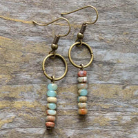 boucles d'oreilles femme en pierres naturelles de jaspe