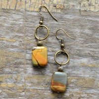 boucles d'oreilles femme e pierres naturelles de jaspe