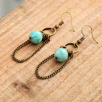 boucles d'oreilles femme en pierre naturelle d'amazonite