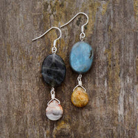 boucles d'oreilles femme en pierre naturelle jaspe et labradorite