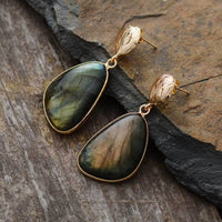 boucles d'oreilles en pierres naturelles de labradorite