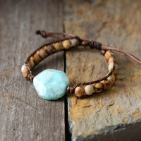bracelet femme en cristaux d'amazonite et de jaspe