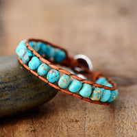 bracelet femme en jaspe et en cuir