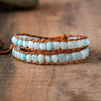 bracelet femme en pierres naturelles et cuir