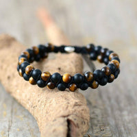 bracelet homme en pierres naturelles et oeil de tigre