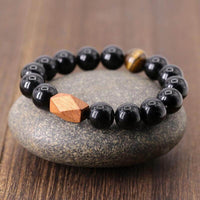 bracelet homme en pierres naturelles d'onyx et oeil de tigre