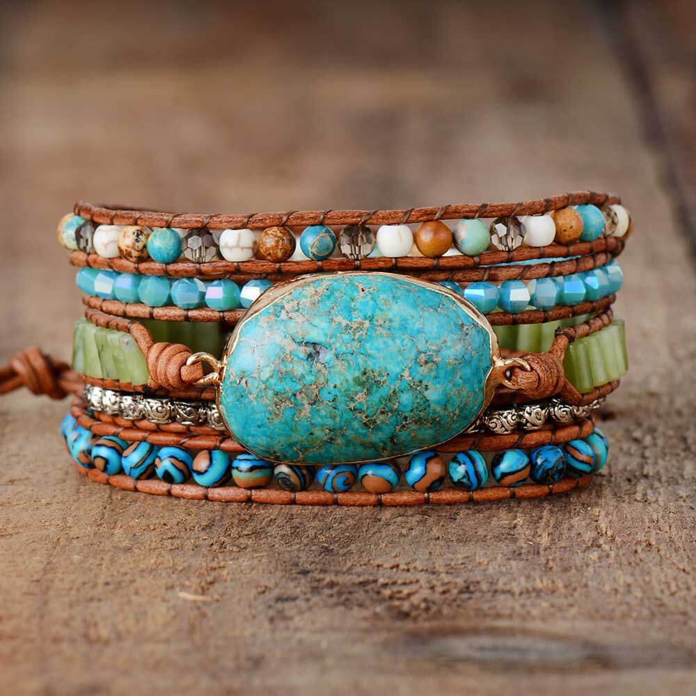 Bracelet Maya : améthyste et cuir
