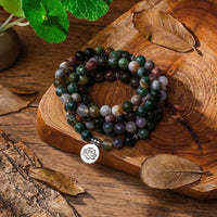 collier mala en pierres naturelles d'agate