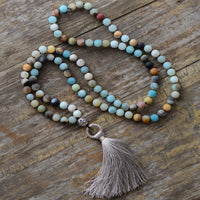 collier mala en pierres naturelles d'amazonite