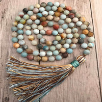collier mala en pierres naturelles d'amazonite