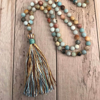 mala tibétain en pierre naturelle d'amazonite