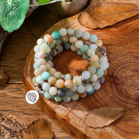 mala tibétain en pierre naturelle d'amazonite