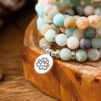 mala tibétain en pierres naturelles d'amazonite
