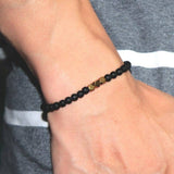 bijou homme bracelet en pierres gemmes d'obsidienne