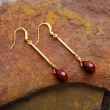 boucles d'oreilles femme en pierres fines de jaspe rouge