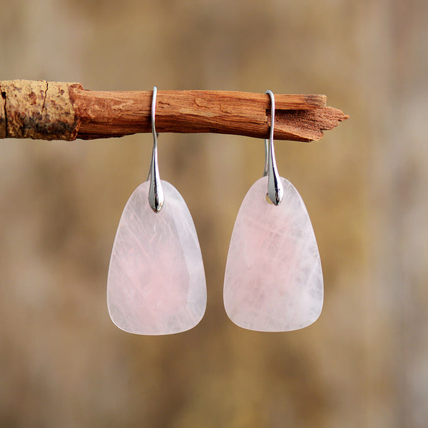 Boucles d'oreilles : quartz rose
