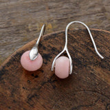 boucles d'oreilles femme de lithothérapie en cristaux d'opale rose