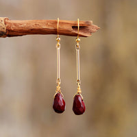 boucles d'oreilles femme en pierre naturelle de jaspe rouge