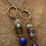 boucles d'oreilles femme en pierre naturelle de lapis lazuli et labradorite