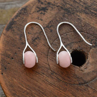 boucles d'oreilles femme en pierre naturelle d'opale rose