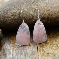 boucles d'oreilles femme en pierre naturelle de quartz rose