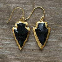 boucles d'oreilles femme en pierres naturelle d'obsidienne