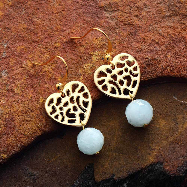 boucles d'oreilles femme en pierres naturelles d'aigue-marine