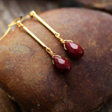 boucles d'oreilles femme en pierres naturelles de jaspe rouge