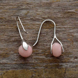 boucles d'oreilles femme en pierres naturelles d'opale rose