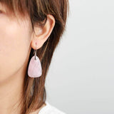 boucles d'oreilles femme en pierres naturelles de quartz rose