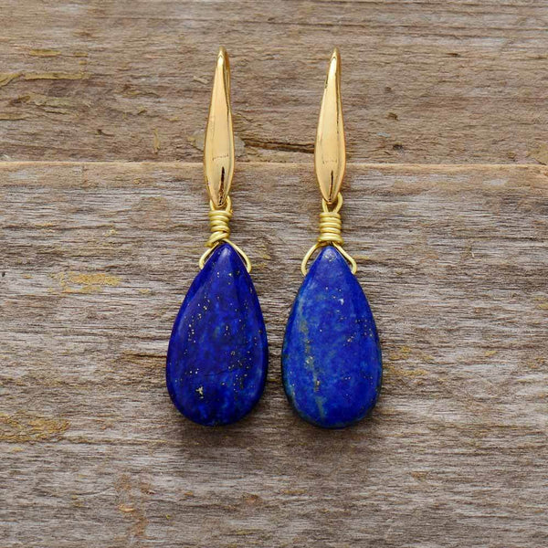 boucles d'oreilles femme en pierres naturelles de lapis-lazuli