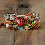 bracelet pour femme en pierre naturelle de jaspe et cuir