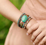 Bracelet Maya : jaspe et cuir
