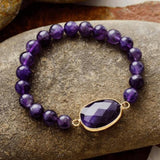 bracelet femme de lithothérapie en pierre naturelle d'améthyste