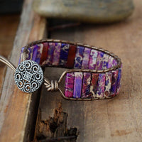 bracelet femme en pierre naturelle de jaspe et cuir