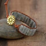 bracelet femme en pierre naturelle de labradorite et cuir