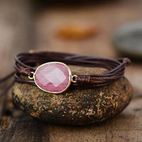 bracelet femme en pierre naturelle de rhodonite