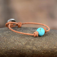 bracelet femme en pierre naturelle de turquoise et cuir
